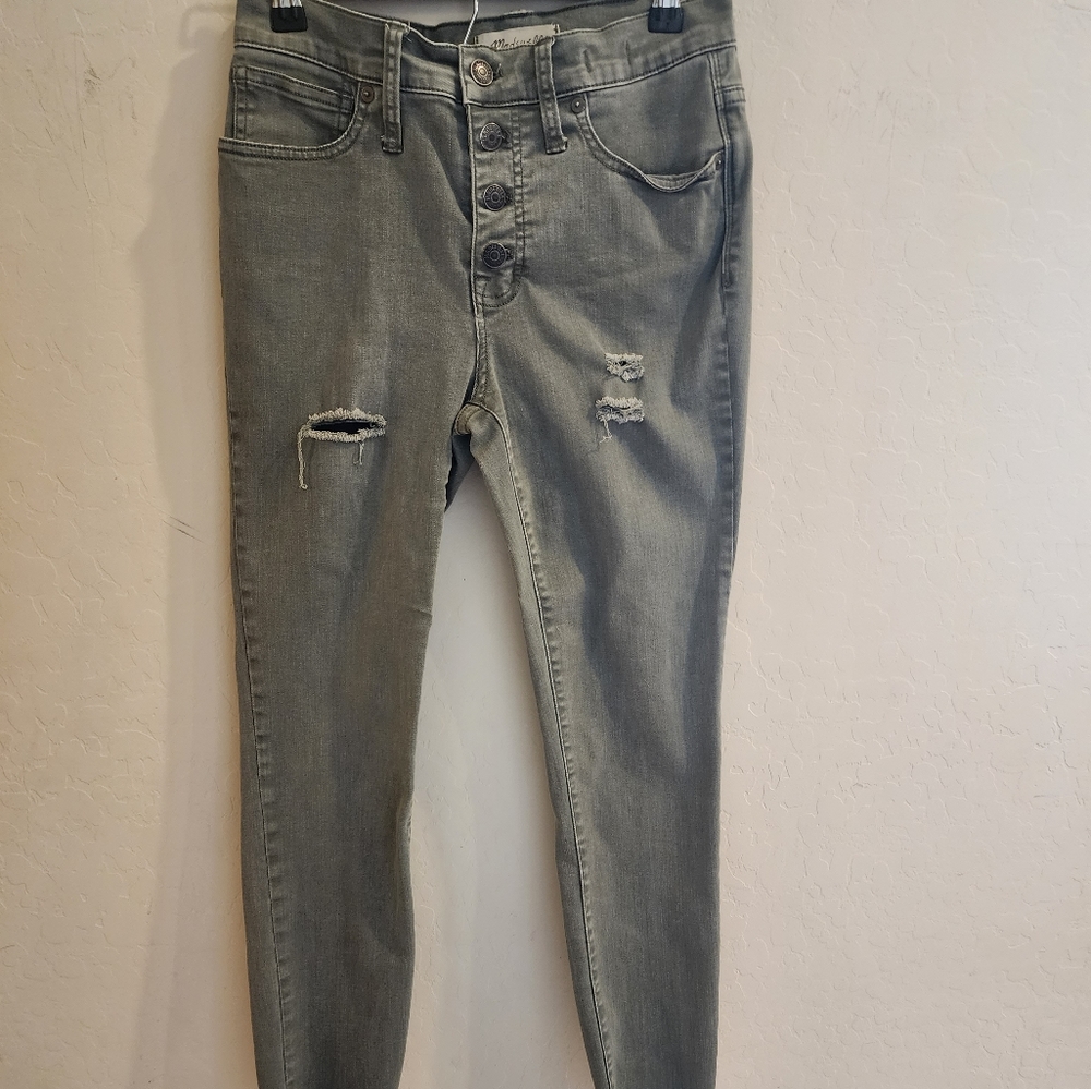 Madewell 9" High Rise Skinny Green Skinny Jeans